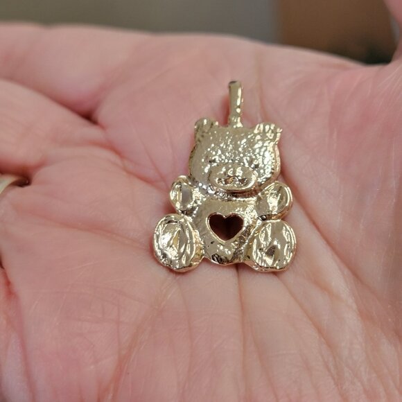 Vintage Set of 2 Bears One Brooch One Pendant Charm Gold Tone 1 1/2 Inch High - Picture 3 of 9